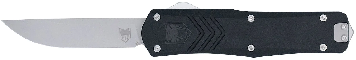 CobraTec Knives MBLKFSXGEN3DNS FS-X Gen III Medium 3" OTF Drop Point Plain Stonewashed D2 Steel Blade, 4.68" Aluminum Handle