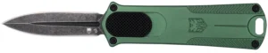 CobraTec Knives 952ODGDAGNS 952 1.75" OTF Dagger Plain Stonewashed D2 Steel Blade, 3" OD Green Anodized Aluminum Handle