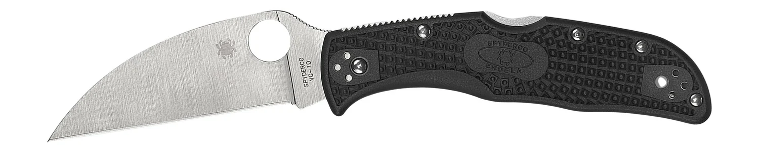 Spyderco C243FPWCBK Endela Lightweight 3.40" Folding Wharncliffe Plain VG-10 SS Blade, Black Textured FRN Handle