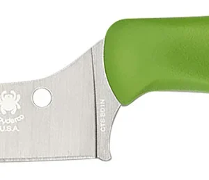 Spyderco K14PGN Z-Cut Pointed 4.40" Fixed Plain Stonewashed CTS BD1N SS Blade, Green Textured Polypropylene Handle