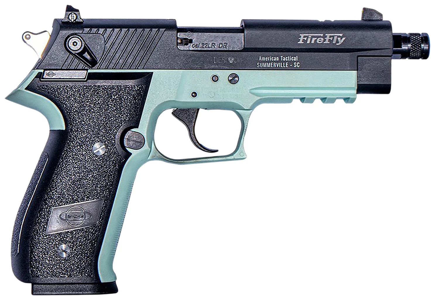 GSG GERG2213TFFMA FireFly 22 LR 13+1 4.90" Black Threaded Barrel, Aluminum Serrated Slide, Mint Aluminum Frame w/Picatinny Rail, Textured Grip
