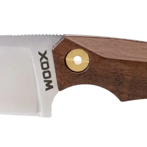 Woox BU.KNF030.01 Bad Boy  2.75" Plain Drop Point D2 Steel Blade American Walnut w/ Brass Hardware Handle 6.25" OAL