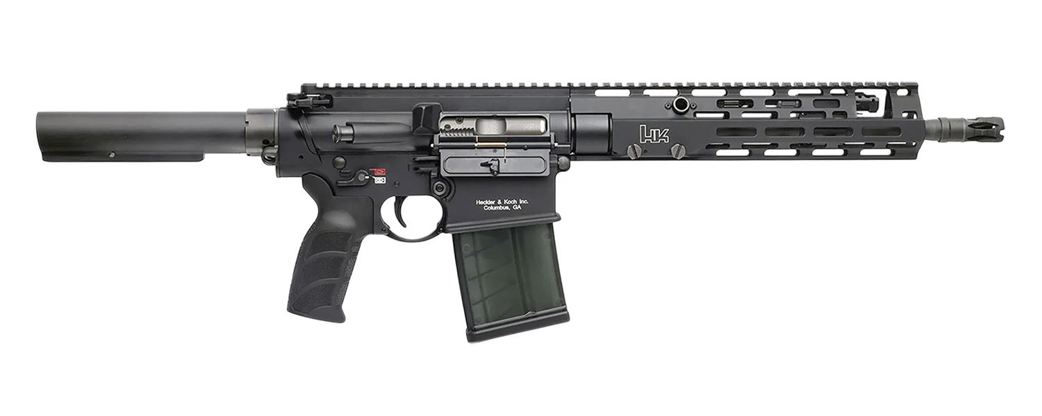 HK 81001053 MR762 A4 7.62x51mm 10+1 13" Threaded Barrel, M-LOK Handguard, Black Receiver w/Picatinny Rail, Black Pistol Tube, Black Ergonomic Grip