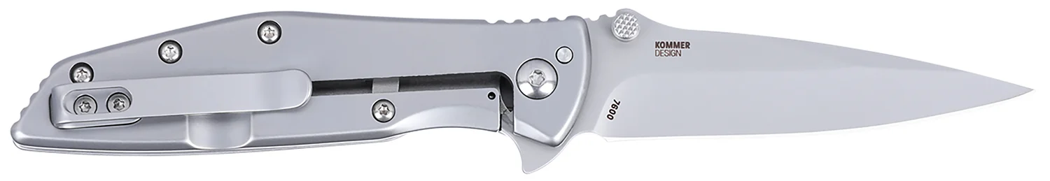 CRKT 7600 SLAG EDC 2.95" Folding Plain Bead Blasted D2 Steel Blade, Stainless Steel Handle