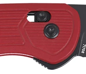 CRKT 7170R SERO EDC 3.02" Folding Plain Black TiNi S35VN SS Blade, Red Textured GRN Handle