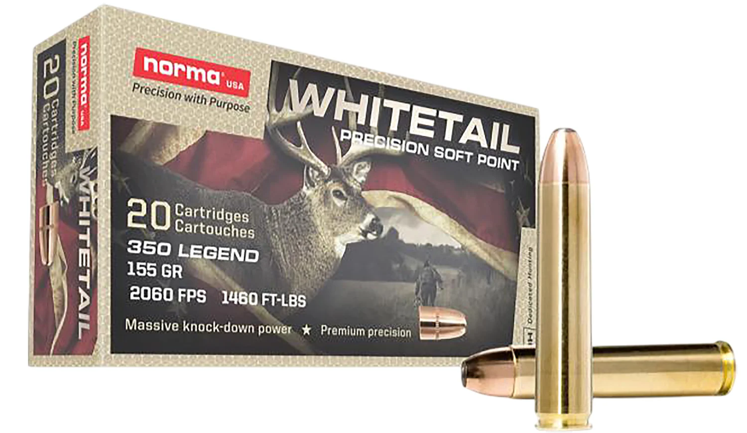 Norma Ammunition 603404704 Whitetail 350Legend 155gr Soft Point 20 Per Box/10 Case