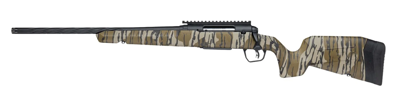 Savage Arms 33316 Axis 2 Pro 243 Win 4+1 20" Black Cerakote Carbon Steel Spiral Fluted Threaded Barrel & Receiver w/Picatinny Rail, Mossy Oak Original Bottomland Fixed w/Pistol Grip Synthetic Stock, L
