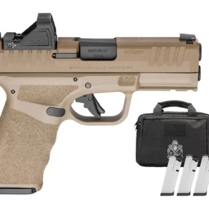 Springfield Armory HCP9379FOSP15PAC Hellcat Pro OSP 9mm Luger 15+1 3.70" Black Melonite Barrel, FDE Cerakote Steel Optic Ready/Serrated Slide & Polymer Frame w/Picatinny Rail, Adaptive Texture Grip