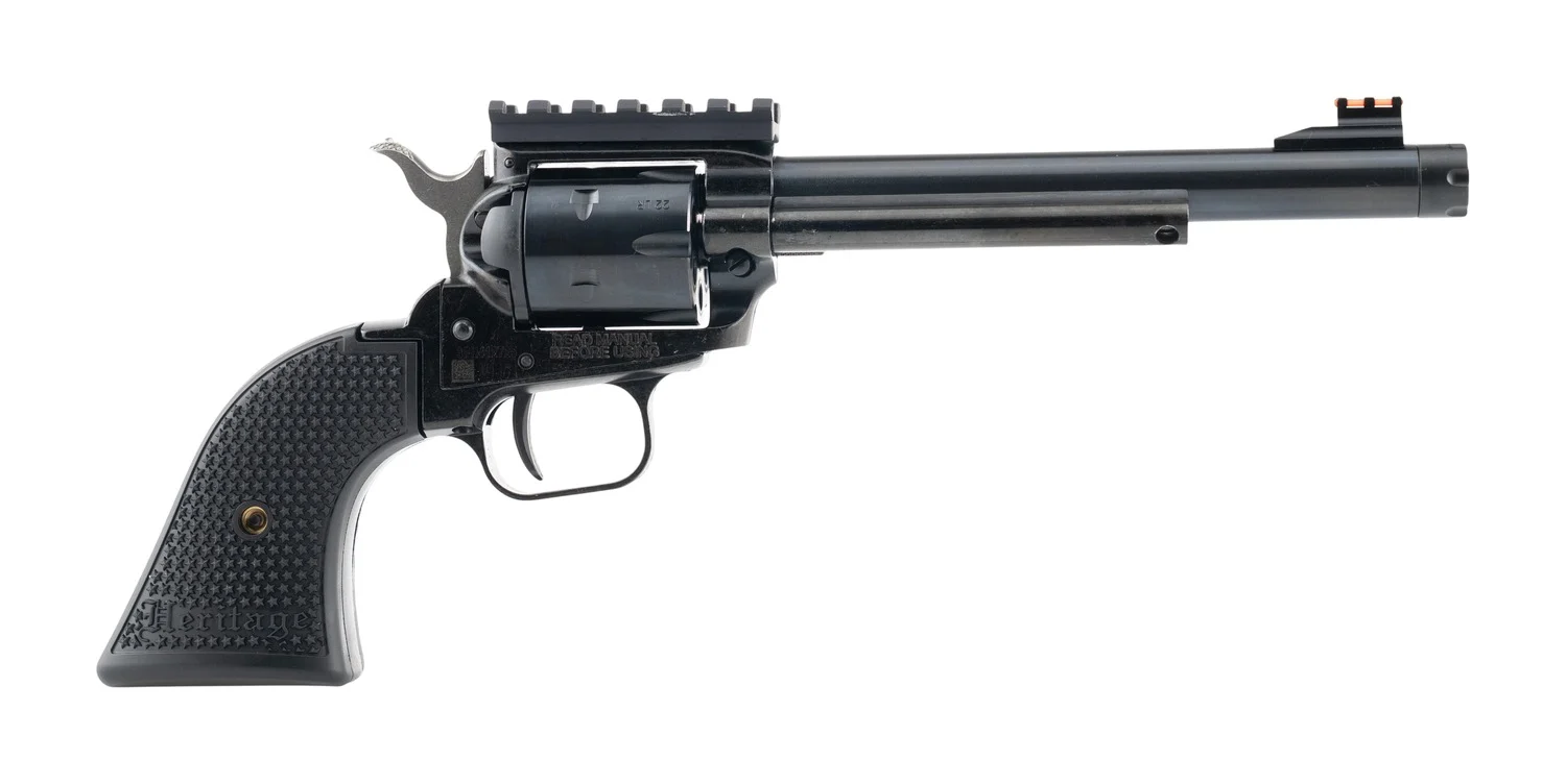 Rough Rider Tactical Cowboy Large Frame 22 LR/22 WMR 6 Shot 6.50" Black Oxide Threaded Barrel & Cylinder, Black Oxide Zinc Alloy Frame w/Picatinny Rail, Manual Safety, Exposed Hammer
