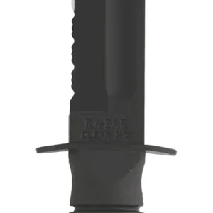 Ka-Bar 1257 Short Fight/Utility 5.25" Fixed Clip Point Part Serrated Black 1095 Cro-Van Blade, Black Kraton G Handle, Includes Sheath