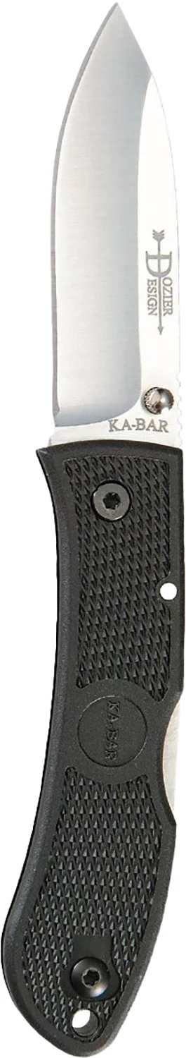 Ka-Bar 4062 Dozier Hunter 3" Folding Drop Point Plain AUS-8A SS Blade, Black Zytel Handle, Includes Pocket Clip