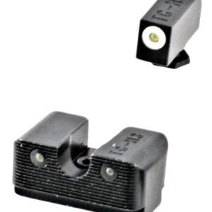 TruGlo TG231G2W Tritium Pro High, White Outline Tritium Front/ Green Tritium Rear/Black Nitride Fortress Frame, Compatible w/Most Glock Except MOS, Front Post/Rear Dovetail Mount