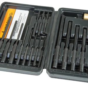 Wheeler 110128 Master Roll Pin Punch Set Steel Universal Knurled Handle 19 Pieces