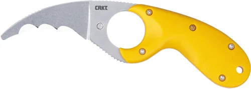 CRKT BEAR CLAW 2.39" YELLOW W/ - VEFF SERRATIONS BELT CLIP
