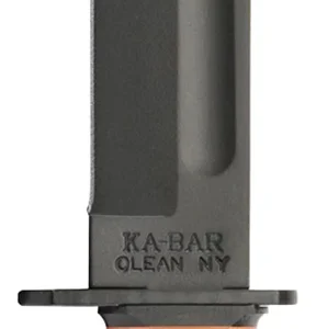 Ka-Bar 1317 Dog's Head Utility Knife 7" Fixed Clip Point Plain Black 1095 Cro-Van Blade, Brown Leather Handle, Includes Sheath
