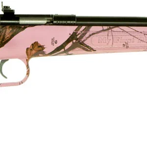 Crickett KSA2161 Youth 22 LR 1rd 16.12" Blued Single Shot Barrel, Blued Stainless Steel Receiver, Mossy Oak Pink Blaze Fixed Synthetic Stock, Right Hand
