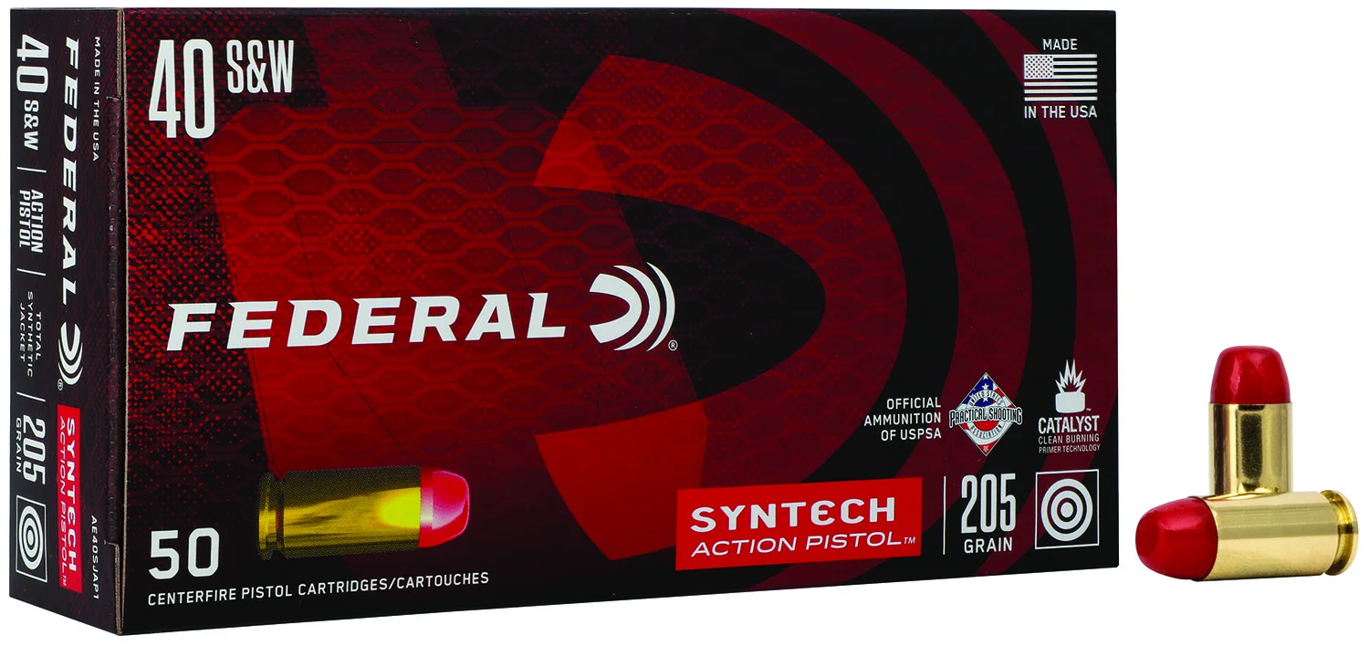 Federal AE40SJAP1 American Eagle Syntech Action Pistol 40S&W 205gr Total Syntech Jacket Flat Nose 50 Per Box/10 Case