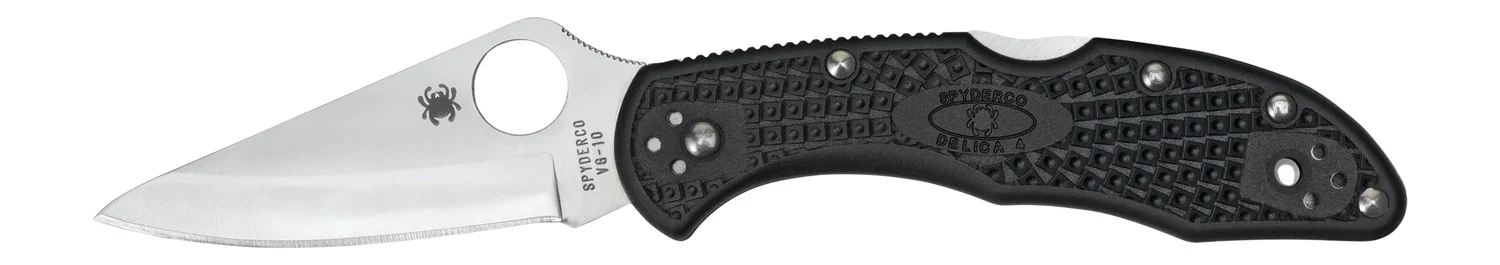 Spyderco C11PBK Delica 4 2.88" Folding Drop Point Plain VG-10 SS Blade/Black Textured FRN Handle Includes Pocket Clip