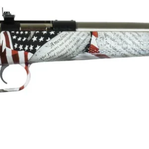 Crickett KSA3168 Youth 22 LR 1rd 16.12" Stainless Steel Barrel, Fixed Front/Adjustable Rear Peep Sights, American Flag/Amendment Synthetic Stock w/11.5" LOP, Rebounding Firing Pin Safety