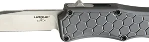 HOGUE EXPLOIT 3.5" OTF AUTO - ALUMINUM CLIP POINT BLADE GREY