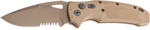 HOGUE K320A M17 3.5" AUTO FLDR - DROP POINT BLADE POLY TAN
