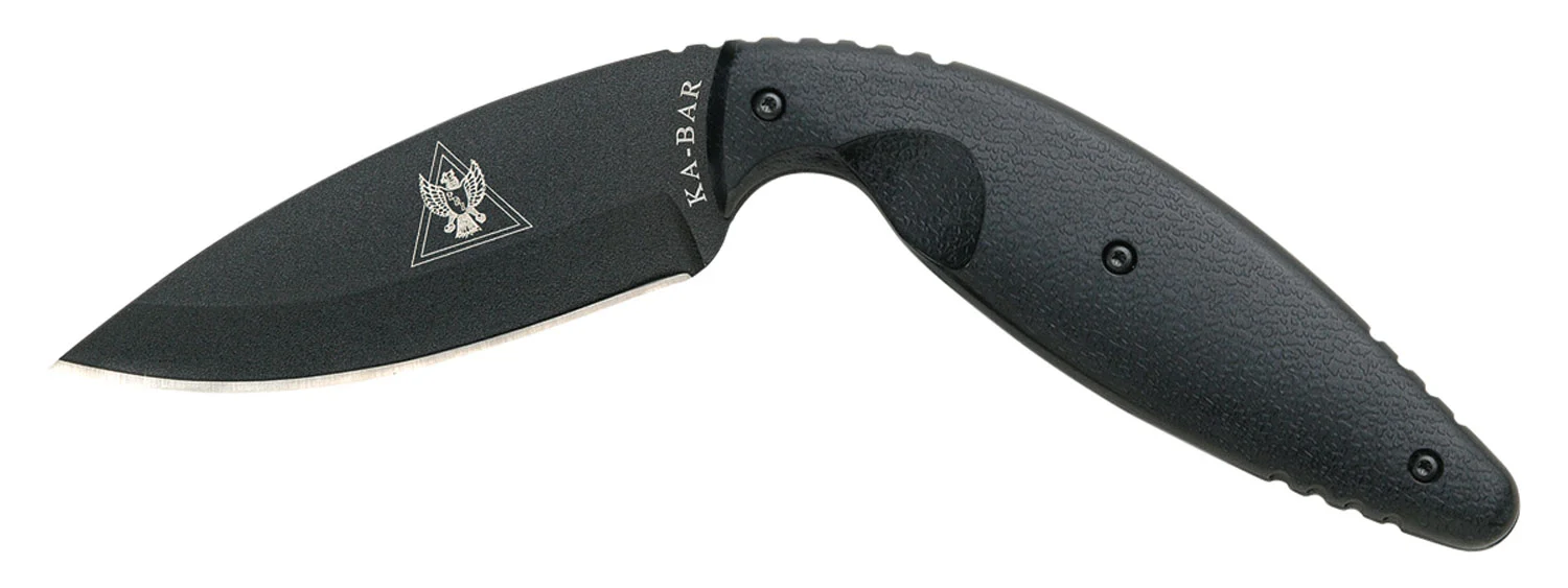 Ka-Bar 1482 TDI Law Enforcement Large 3.69" Fixed Drop Point Plain Black AUS-8A SS Blade, Black Zytel Handle, Includes Belt Clip/Sheath