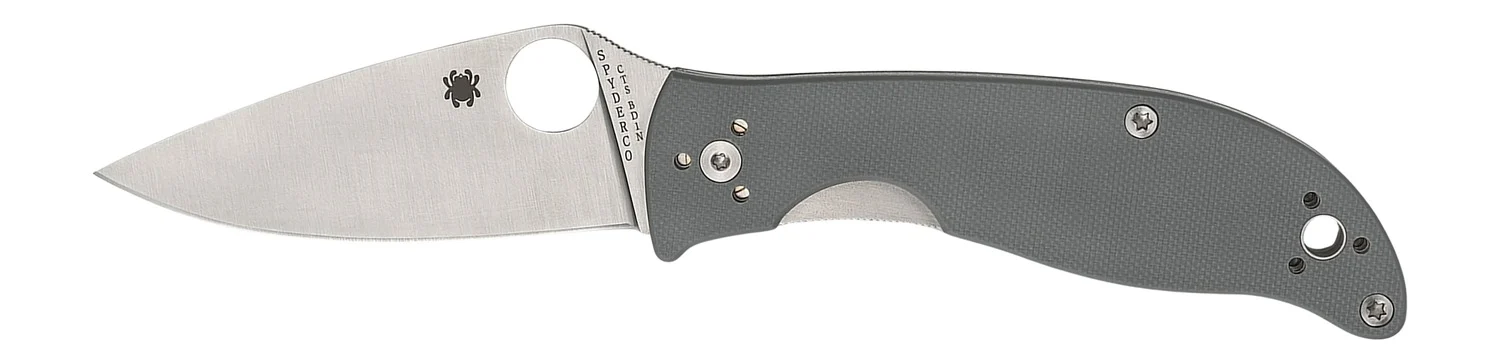 Spyderco C220GPGY Polestar 3.30" Folding Drop Point Plain CTS BD1 SS Blade Gray G10 Handle Includes Pocket Clip