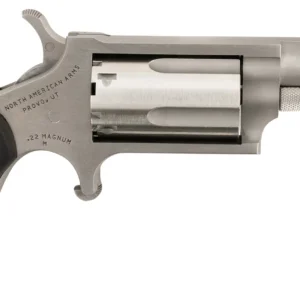 North American Arms 22MGRCHSS Mini-Revolver Carry Combo Sports South Exclusive 22 WMR 5 Shot 1.63" Stainless Steel Barrel, Frame & Cylinder, Black Rubber Grip, Exposed Hammer, Side Carry Holster