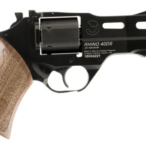 Chiappa Firearms 340219 Rhino 40DS Small Frame 357 Mag 6 Shot, 4" Black Anodized Steel Vent Rib Barrel, Blued Steel Cylinder, Black Anodized Aluminum Frame, Walnut Grip, Concealed Hammer