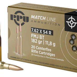 PPU PPM7 Match 7.62x54mmR 182gr Full Metal Jacket 20 Per Box/10 Case