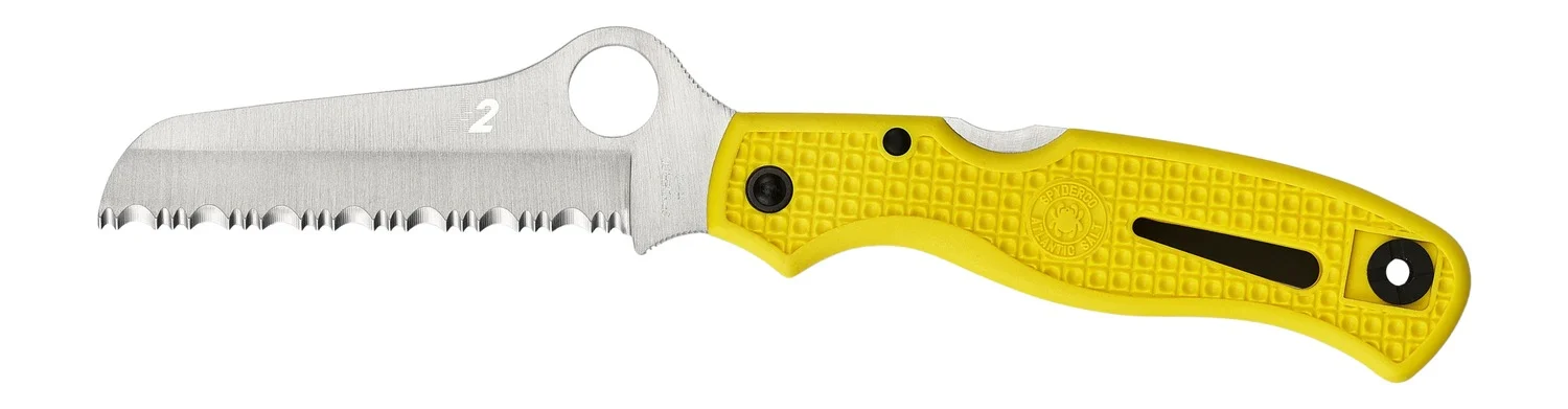 Spyderco C89SYL Atlantic Salt 3.69" Folding Sheepsfoot Serrated H2 Steel Blade, Yellow FRN Handle, Includes Pocket Clip