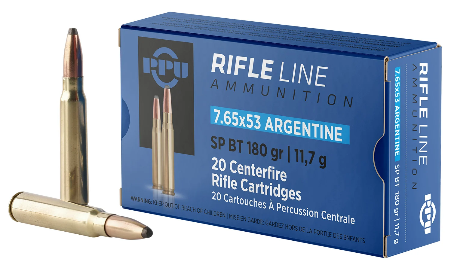 PPU PP7AS Metric Rifle 7.65x53mmArgentine 180gr Soft Point Boat Tail 20 Per Box/10 Case