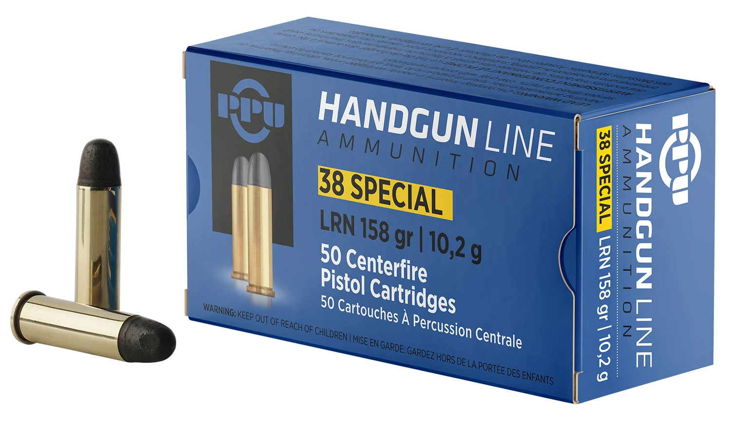 PPU PPH38SL Handgun 38Special 158gr Lead Round Nose 50 Per Box/10 Case