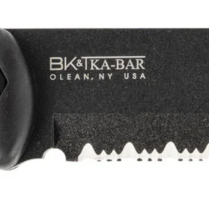 Ka-Bar BK3 Becker Tac Tool 7" Fixed Chisel w/Wire Cutter Part Serrated Black 1095 Cro-Van Blade, Black Ultramid Handle, Includes Sheath