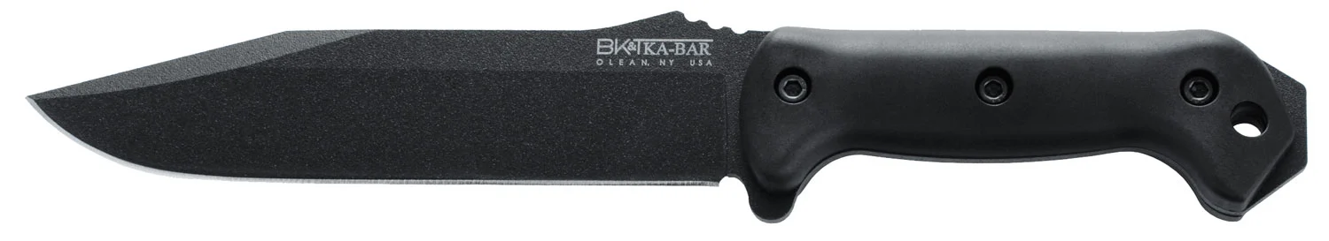 Ka-Bar BK7 Becker Combat Utility 7" Fixed Clip Point Plain Black 1095 Cro-Van Blade, Black Ultramid Handle, Includes Sheath