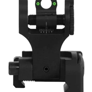 Troy Ind SSIGFBSRTBT00 Tritium Rear Folding BattleSight Round  Black Hardcoat Anodized for AR-15