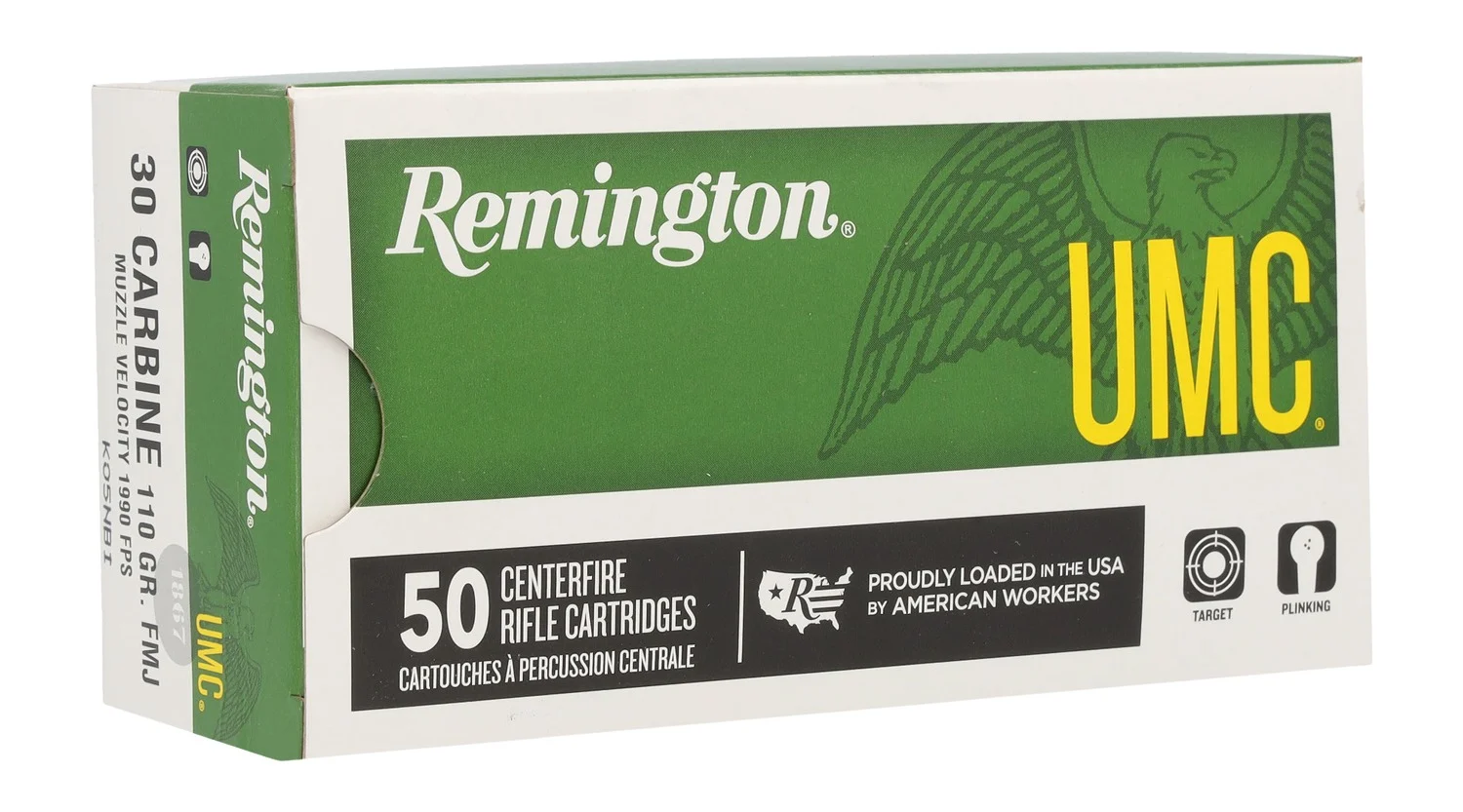 Remington Ammunition 23712 UMC Value Pack 30Carbine 110gr Full Metal Jacket 50 Per Box/10 Case