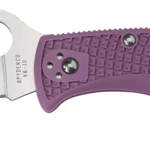 Spyderco C10FPPR Endura 4 Lightweight 3.75" Folding Clip Point Plain VG-10 SS Blade Purple Bi-Directional Texturing FRN Handle Includes Pocket Clip