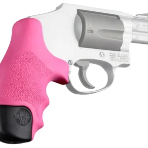 Hogue 60027 OverMolded Tamer Cobblestone Pink Rubber with Finger Grooves for S&W J Frame Centennial with Round Butt, Bodyguard