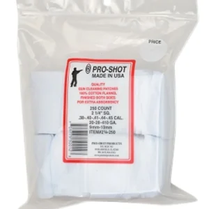 Pro-Shot 214250 Cleaning Patches .38 - .45 Cal/ .410 / 20 Gauge 2.25" Square Cotton Flannel 250 Pack