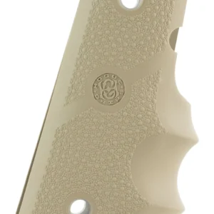 Hogue 43003 Rubber Grip  Cobblestone Desert Tan with Finger Grooves for 1911 Officer