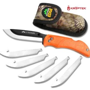 Outdoor Edge RB20C RazorLite  3.50" Folding Plain Black Oxide 420J2 SS Blade TPR Blaze Orange Handle