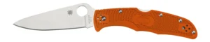 Spyderco C10FPOR Endura 4 Lightweight 3.75" Folding Clip Point Plain VG-10 SS Blade Orange Bi-Directional Texturing FRN Handle Includes Pocket Clip