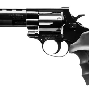 Weihrauch Guns 770123 Windicator 38 Special 6rd 4" Blued Steel Barrel & Cylinder, Compact Blued Steel Frame w/Exposed Hammer, Ramp Front/Fixed Rear Sights, Finger Grooved Black Rubber Grip