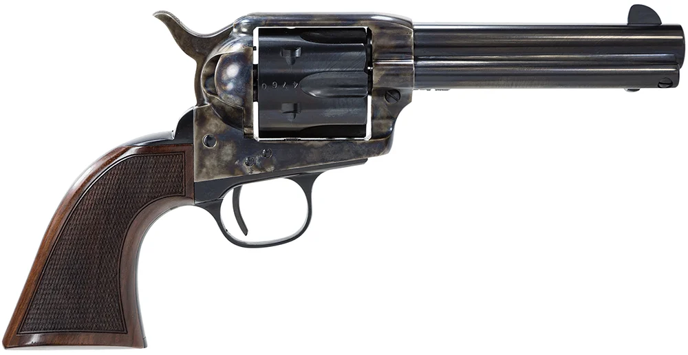 Taylors & Company 4107DE Smoke Wagon Deluxe 357 Mag 6rd 4.75" Blued Cylinder & Barrel Color Case Hardened Steel Frame Checkered Walnut Grip (Taylor Tuned)