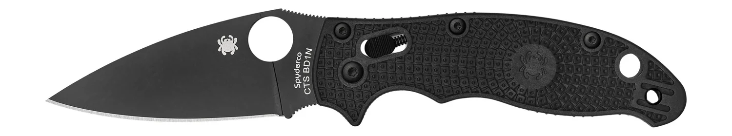 Spyderco C101PBBK2 Manix 2 Lightweight 3.37" Folding Drop Point Plain Black DLC BD1 Steel Blade Black FRCP Handle Includes Pocket Clip