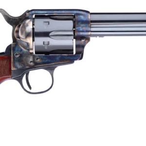 Taylors & Company 556209DE Short Stroke Gunfighter Uberti 357 Mag 6 Shot 5.50" Blued Round Barrel & Cylinder, Color Case Hardened Steel Frame, Walnut Checkered Army Style Grip, Exposed Hammer