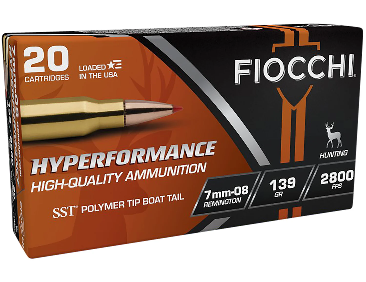 Fiocchi 7MM08HSA Hyperformance 7mm-08Rem 139gr Super Shock Tip 20 Per Box/10 Case