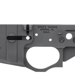 Spikes STLS021 Spartan Stripped Lower Receiver Multi-Caliber 7075-T6 Aluminum Black Anodized for AR-15