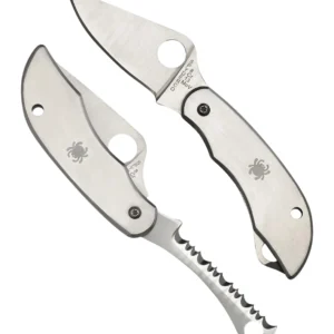 Spyderco C176P&S Clipitool Silver Stainless Steel Folding 8Cr13MoV SS 4.57"/4.59" Long Part Serrated Blade Stainless Steel Handle Features Screwdriver/Opener